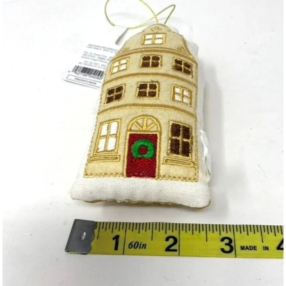 Target Fabric House with Red Door Christmas Tree Ornament Cream Wondershop™